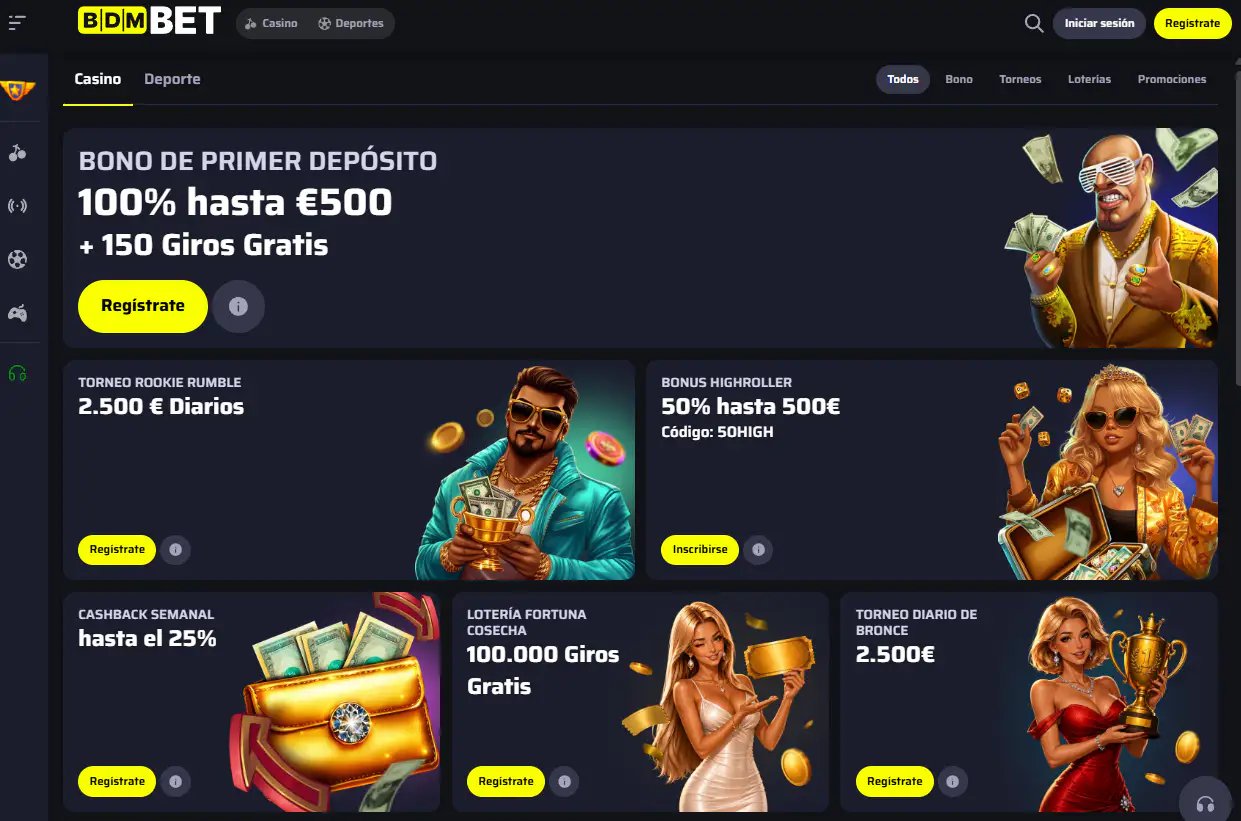 Bono de BDMbet: bienvenida, giros gratis y promociones